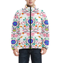 Load image into Gallery viewer, Floral Beadwork Four Clans White Men&#39;s Stand Collar Padded Jacket (Model H41) Men&#39;s Stand Collar Padded Jacket (H41) e-joyer 
