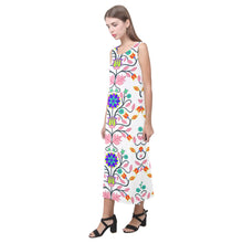 Load image into Gallery viewer, Floral Beadwork Four Clans White Phaedra Sleeveless Open Fork Long Dress (Model D08) Phaedra Sleeveless Open Fork Long Dress (D08) e-joyer 
