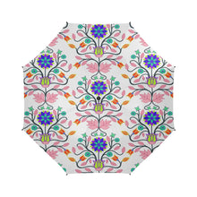 Load image into Gallery viewer, Floral Beadwork Four Clans White Semi-Automatic Foldable Umbrella Semi-Automatic Foldable Umbrella e-joyer 
