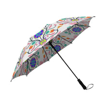 Load image into Gallery viewer, Floral Beadwork Four Clans White Semi-Automatic Foldable Umbrella Semi-Automatic Foldable Umbrella e-joyer 

