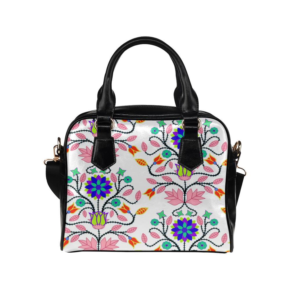 Floral Beadwork Four Clans White Shoulder Handbag by 49 Dzine
