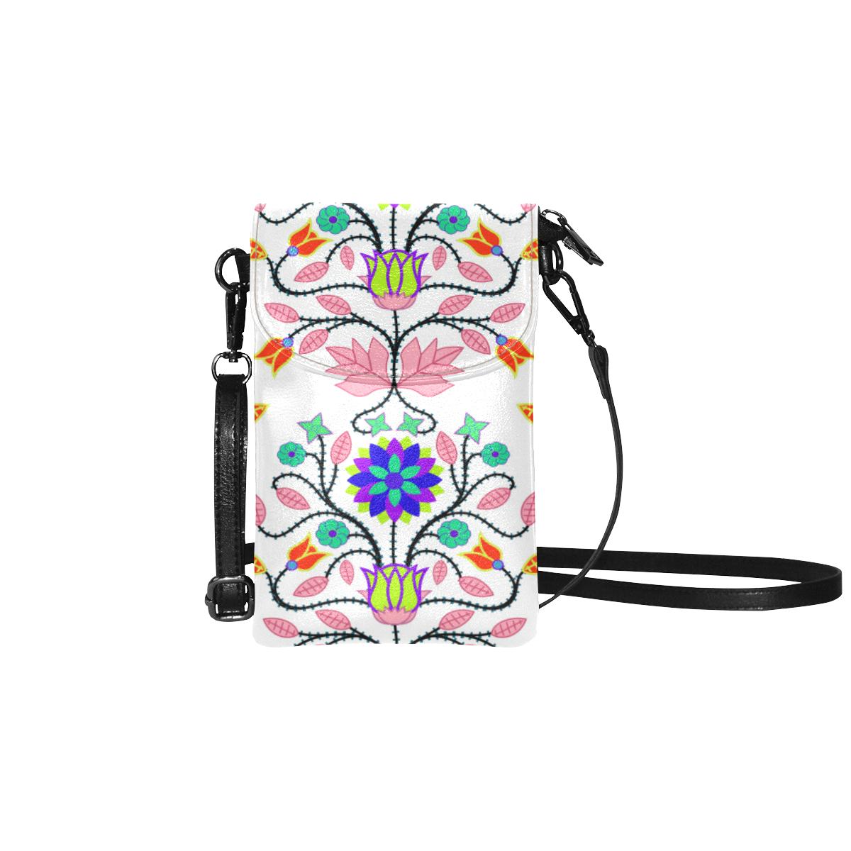 Floral Beadwork Four Clans White Small Cell Phone Purse by 49 Dzine
