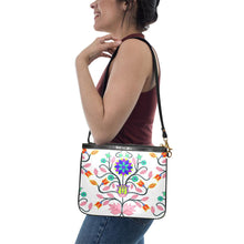 Load image into Gallery viewer, Floral Beadwork Four Clans White Small Shoulder Bag (Model 1710) Small Shoulder Bag (1710) e-joyer 
