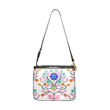 Load image into Gallery viewer, Floral Beadwork Four Clans White Small Shoulder Bag (Model 1710) Small Shoulder Bag (1710) e-joyer 
