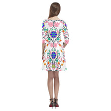 Load image into Gallery viewer, Floral Beadwork Four Clans White Tethys Half-Sleeve Skater Dress(Model D20) Tethys Half-Sleeve Skater Dress (D20) e-joyer 
