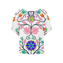 Load image into Gallery viewer, Floral Beadwork Four Clans White Women&#39;s Batwing-Sleeved Blouse T shirt (Model T44) Women&#39;s Batwing-Sleeved Blouse T shirt (T44) e-joyer 
