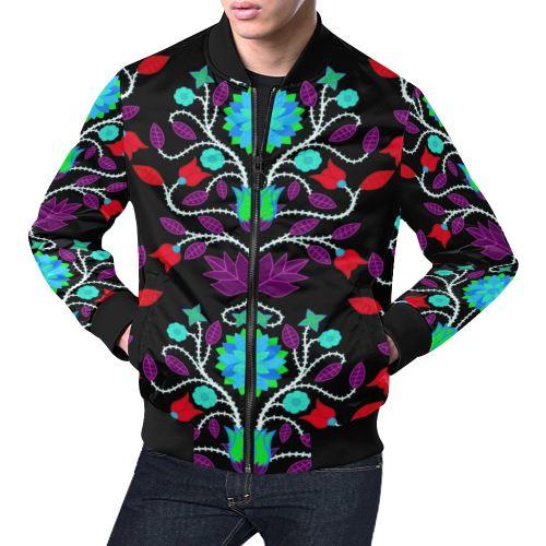 Floral Beadwork Four Clans Winter All Over Print Bomber Jacket for Men/Large Size (Model H19) All Over Print Bomber Jacket for Men/Large (H19) e-joyer 