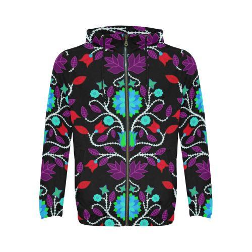 Floral Beadwork Four Clans Winter All Over Print Full Zip Hoodie for Men (Model H14) All Over Print Full Zip Hoodie for Men (H14) e-joyer 