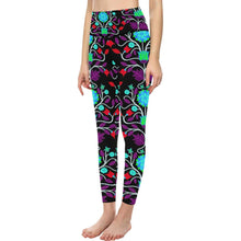Load image into Gallery viewer, Floral Beadwork Four Clans Winter All Over Print High-Waisted Leggings (Model L36) High-Waisted Leggings (L36) e-joyer 
