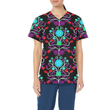 Load image into Gallery viewer, Floral Beadwork Four Clans Winter All Over Print Scrub Top Scrub Top e-joyer 
