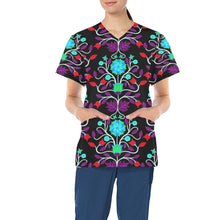 Load image into Gallery viewer, Floral Beadwork Four Clans Winter All Over Print Scrub Top Scrub Top e-joyer 
