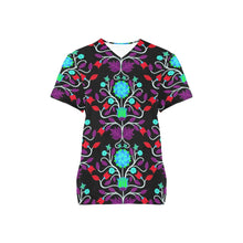 Load image into Gallery viewer, Floral Beadwork Four Clans Winter All Over Print Scrub Top Scrub Top e-joyer 
