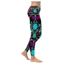 Load image into Gallery viewer, Floral Beadwork Four Clans Winter Low Rise Leggings (Invisible Stitch) (Model L05) Low Rise Leggings (Invisible Stitch) (L05) e-joyer 
