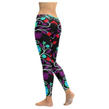 Load image into Gallery viewer, Floral Beadwork Four Clans Winter Low Rise Leggings (Invisible Stitch) (Model L05) Low Rise Leggings (Invisible Stitch) (L05) e-joyer 
