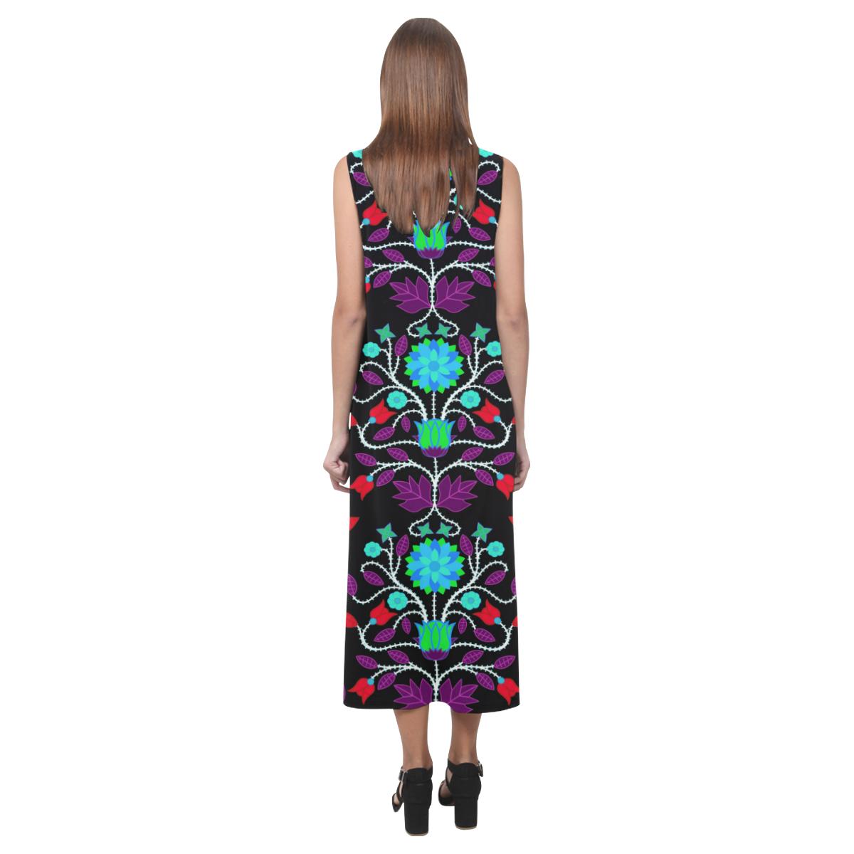 Floral Beadwork Four Clans Winter Phaedra Sleeveless Open Fork Long Dress (Model D08) Phaedra Sleeveless Open Fork Long Dress (D08) e-joyer 