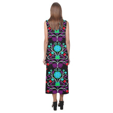 Load image into Gallery viewer, Floral Beadwork Four Clans Winter Phaedra Sleeveless Open Fork Long Dress (Model D08) Phaedra Sleeveless Open Fork Long Dress (D08) e-joyer 
