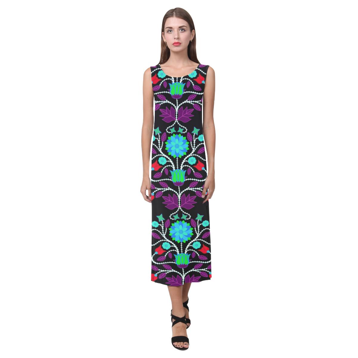 Floral Beadwork Four Clans Winter Phaedra Sleeveless Open Fork Long Dress (Model D08) Phaedra Sleeveless Open Fork Long Dress (D08) e-joyer 