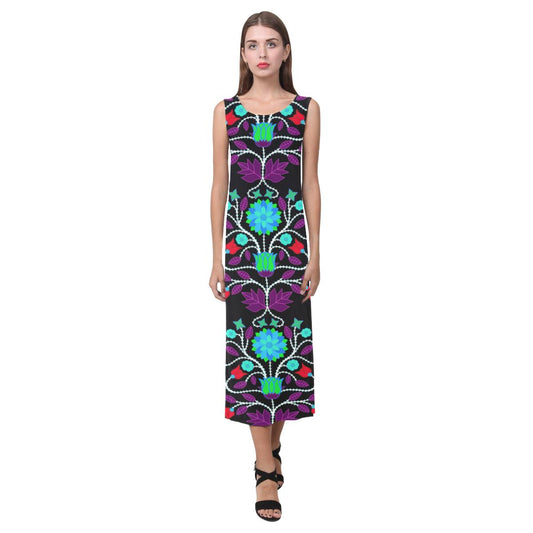 Floral Beadwork Four Clans Winter Phaedra Sleeveless Open Fork Long Dress (Model D08) Phaedra Sleeveless Open Fork Long Dress (D08) e-joyer 
