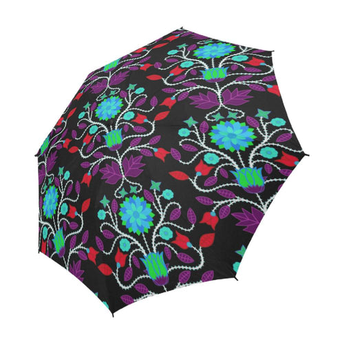 Floral Beadwork Four Clans Winter Semi-Automatic Foldable Umbrella Semi-Automatic Foldable Umbrella e-joyer 