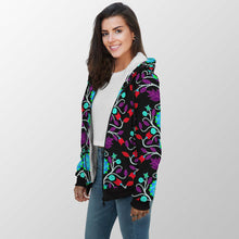 Load image into Gallery viewer, Floral Beadwork Four Clans Winter Sherpa Hoodie 49 Dzine 
