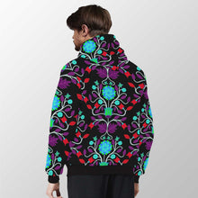 Load image into Gallery viewer, Floral Beadwork Four Clans Winter Sherpa Hoodie 49 Dzine 
