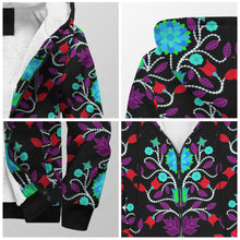 Load image into Gallery viewer, Floral Beadwork Four Clans Winter Sherpa Hoodie 49 Dzine 
