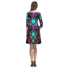 Load image into Gallery viewer, Floral Beadwork Four Clans Winter Tethys Half-Sleeve Skater Dress(Model D20) Tethys Half-Sleeve Skater Dress (D20) e-joyer 
