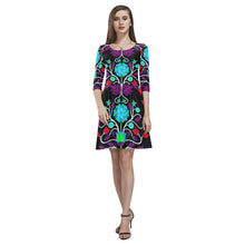 Load image into Gallery viewer, Floral Beadwork Four Clans Winter Tethys Half-Sleeve Skater Dress(Model D20) Tethys Half-Sleeve Skater Dress (D20) e-joyer 
