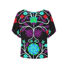 Load image into Gallery viewer, Floral Beadwork Four Clans Winter Women&#39;s Batwing-Sleeved Blouse T shirt (Model T44) Women&#39;s Batwing-Sleeved Blouse T shirt (T44) e-joyer 
