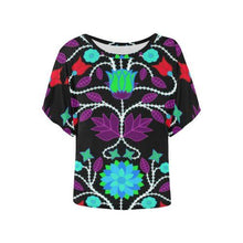 Load image into Gallery viewer, Floral Beadwork Four Clans Winter Women&#39;s Batwing-Sleeved Blouse T shirt (Model T44) Women&#39;s Batwing-Sleeved Blouse T shirt (T44) e-joyer 
