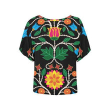 Load image into Gallery viewer, Floral Beadwork Four Clans Women&#39;s Batwing-Sleeved Blouse T shirt (Model T44) Women&#39;s Batwing-Sleeved Blouse T shirt (T44) e-joyer 
