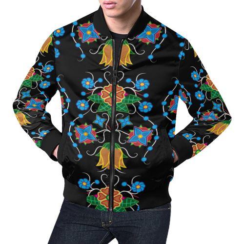 Floral Beadwork Four Mothers All Over Print Bomber Jacket for Men/Large Size (Model H19) All Over Print Bomber Jacket for Men/Large (H19) e-joyer 