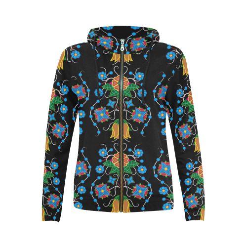 Floral Beadwork Four Mothers All Over Print Full Zip Hoodie for Women (Model H14) All Over Print Full Zip Hoodie for Women (H14) e-joyer 