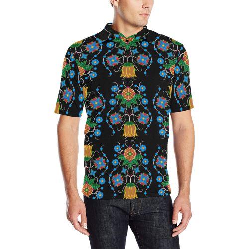 Floral Beadwork Four Mothers Men's All Over Print Polo Shirt (Model T55) Men's Polo Shirt (Model T55) e-joyer 