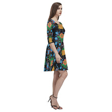 Load image into Gallery viewer, Floral Beadwork Four Mothers Tethys Half-Sleeve Skater Dress(Model D20) Tethys Half-Sleeve Skater Dress (D20) e-joyer 
