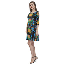 Load image into Gallery viewer, Floral Beadwork Four Mothers Tethys Half-Sleeve Skater Dress(Model D20) Tethys Half-Sleeve Skater Dress (D20) e-joyer 
