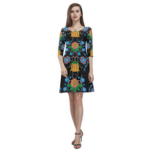 Load image into Gallery viewer, Floral Beadwork Four Mothers Tethys Half-Sleeve Skater Dress(Model D20) Tethys Half-Sleeve Skater Dress (D20) e-joyer 
