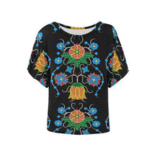 Load image into Gallery viewer, Floral Beadwork Four Mothers Women&#39;s Batwing-Sleeved Blouse T shirt (Model T44) Women&#39;s Batwing-Sleeved Blouse T shirt (T44) e-joyer 
