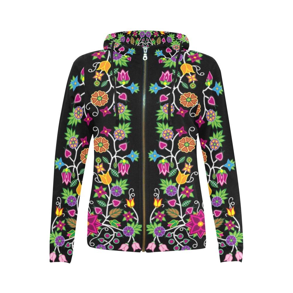 Floral Beadwork Full Zip Hoodie by 49 Dzine