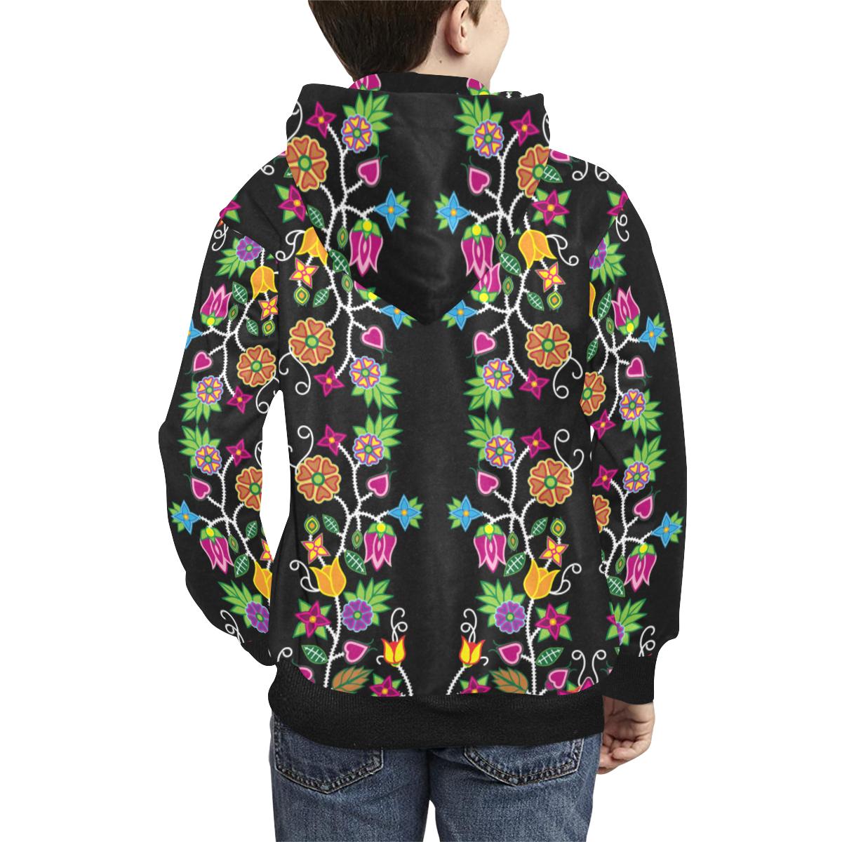 Floral Beadwork Kids' All Over Print Hoodie (Model H38) Kids' AOP Hoodie (H38) e-joyer 