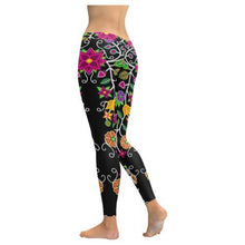 Load image into Gallery viewer, Floral Beadwork Low Rise Leggings (Invisible Stitch) (Model L05) Low Rise Leggings (Invisible Stitch) (L05) e-joyer 
