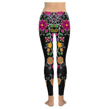 Load image into Gallery viewer, Floral Beadwork Low Rise Leggings (Invisible Stitch) (Model L05) Low Rise Leggings (Invisible Stitch) (L05) e-joyer 
