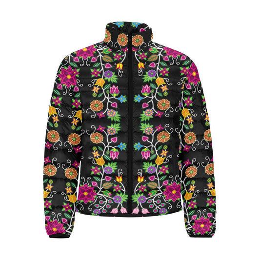 Floral Beadwork Men's Stand Collar Padded Jacket (Model H41) Men's Stand Collar Padded Jacket (H41) e-joyer 