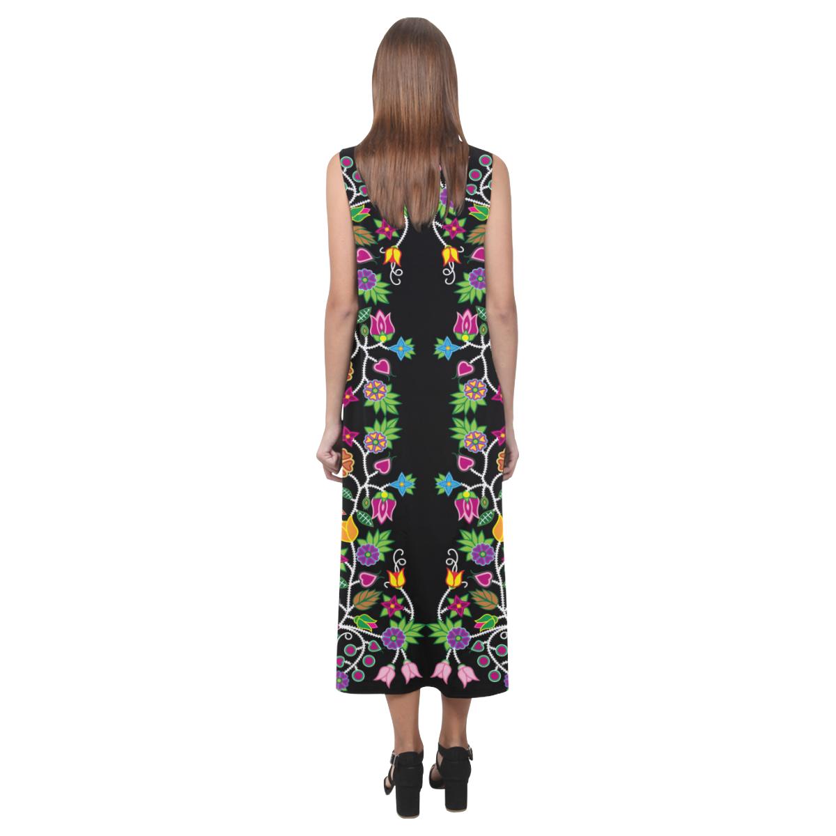 Floral Beadwork Phaedra Sleeveless Open Fork Long Dress (Model D08) Phaedra Sleeveless Open Fork Long Dress (D08) e-joyer 