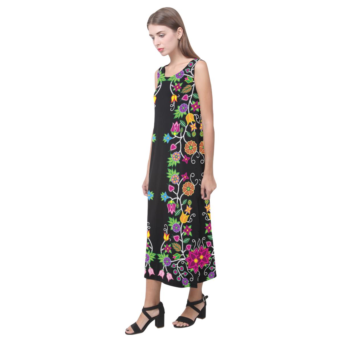 Floral Beadwork Phaedra Sleeveless Open Fork Long Dress (Model D08) Phaedra Sleeveless Open Fork Long Dress (D08) e-joyer 