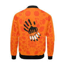 Load image into Gallery viewer, Floral Beadwork Real Orange A feather for each All Over Print Bomber Jacket for Men (Model H19) All Over Print Bomber Jacket for Men (H19) e-joyer 
