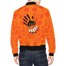 Load image into Gallery viewer, Floral Beadwork Real Orange A feather for each All Over Print Bomber Jacket for Men (Model H19) All Over Print Bomber Jacket for Men (H19) e-joyer 
