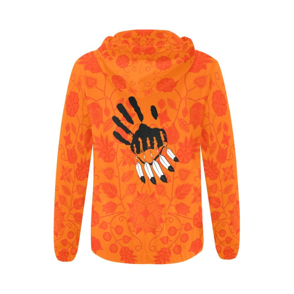 Floral Beadwork Real Orange A feather for each All Over Print Full Zip Hoodie for Women (Model H14) All Over Print Full Zip Hoodie for Women (H14) e-joyer 