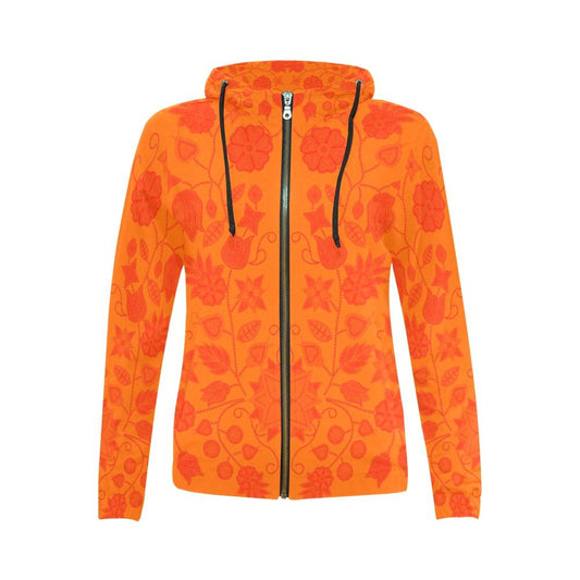 Floral Beadwork Real Orange A feather for each All Over Print Full Zip Hoodie for Women (Model H14) All Over Print Full Zip Hoodie for Women (H14) e-joyer 