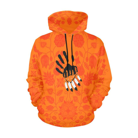 Floral Beadwork Real Orange A feather for each All Over Print Hoodie for Women (USA Size) (Model H13) All Over Print Hoodie for Women (H13) e-joyer 